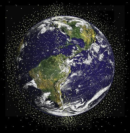 An artist's rendering of space debris floating around the Earth. (Image credit: Heather F. Riley/NASA)